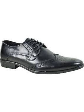Men’s Bravo Milano Black Leather Classic Oxford Shoes Size 8 US!